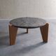 2 tables d'appoint en ardoise et bois de pin de style brutaliste