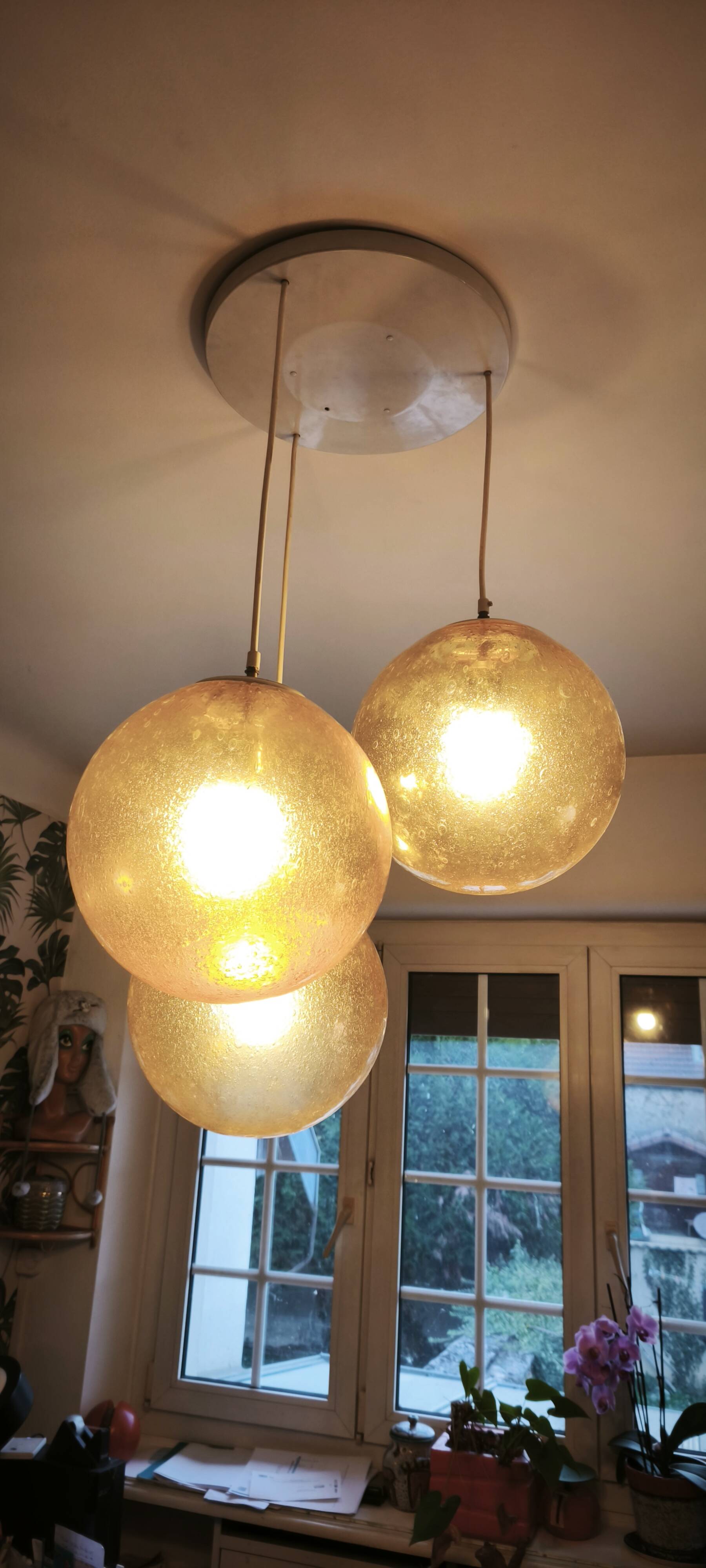 Amber glass ball suspension light Parscot