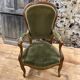 Fauteuil Voltaire Louis Philippe en velours vert bois XIX