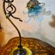 brass lamp 1975 electric working superb blue translucent tulip 42x30