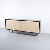 Enfilade florence knoll model 116 wood leather and raffia 1960