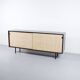 Enfilade florence knoll model 116 wood leather and raffia 1960