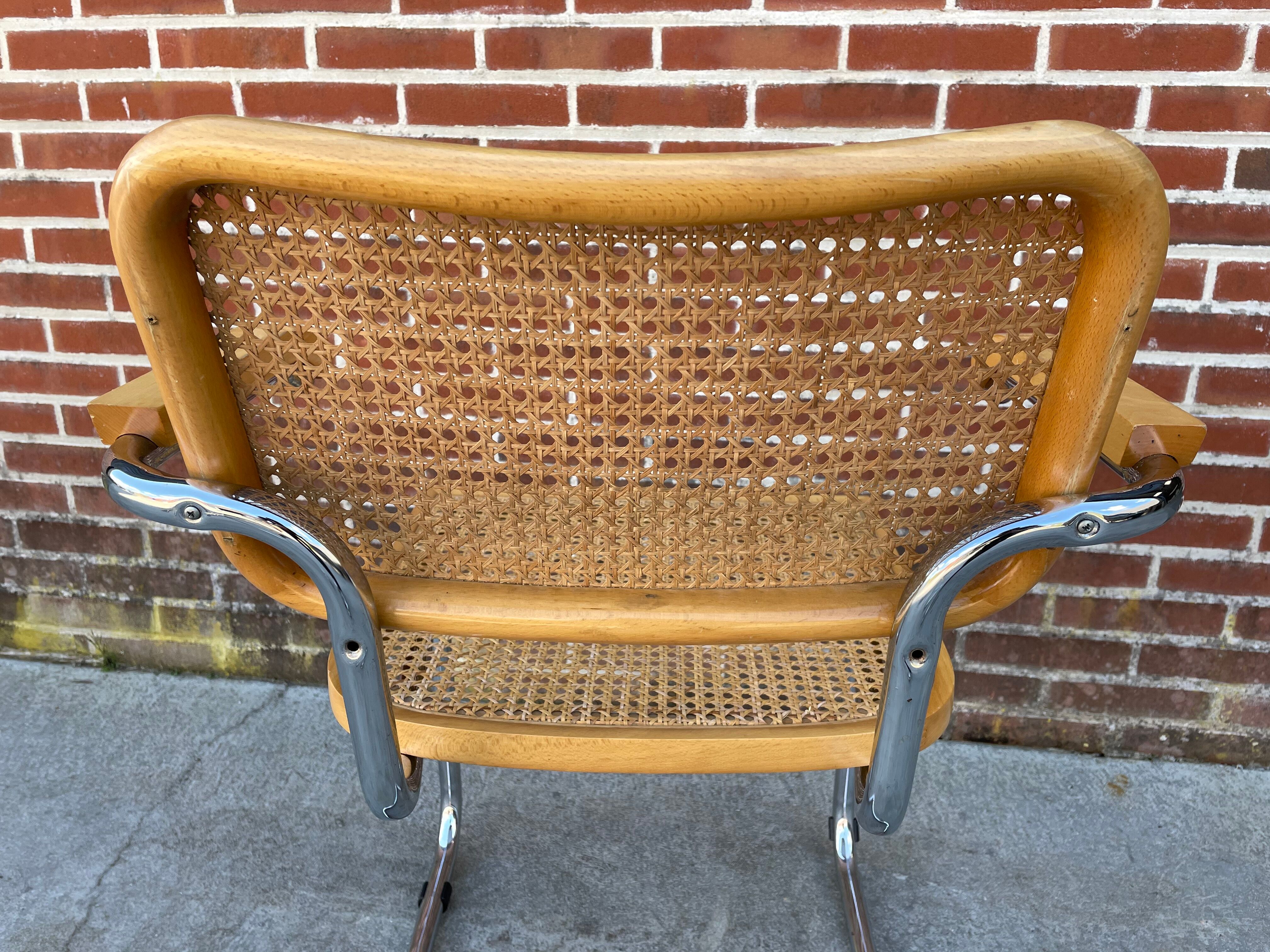 Cesca model design chair with armrests chrome version