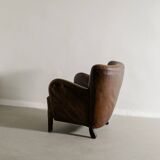 Vintage Danish "1669" Armchair in Brown Leather by Fritz Hansen, 1940s