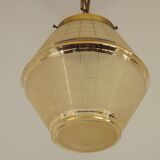 Art Deco ceiling light in yellow and gold glass and brass, France