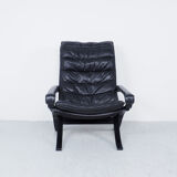 Westnofa black leather Flex armchair with ottoman