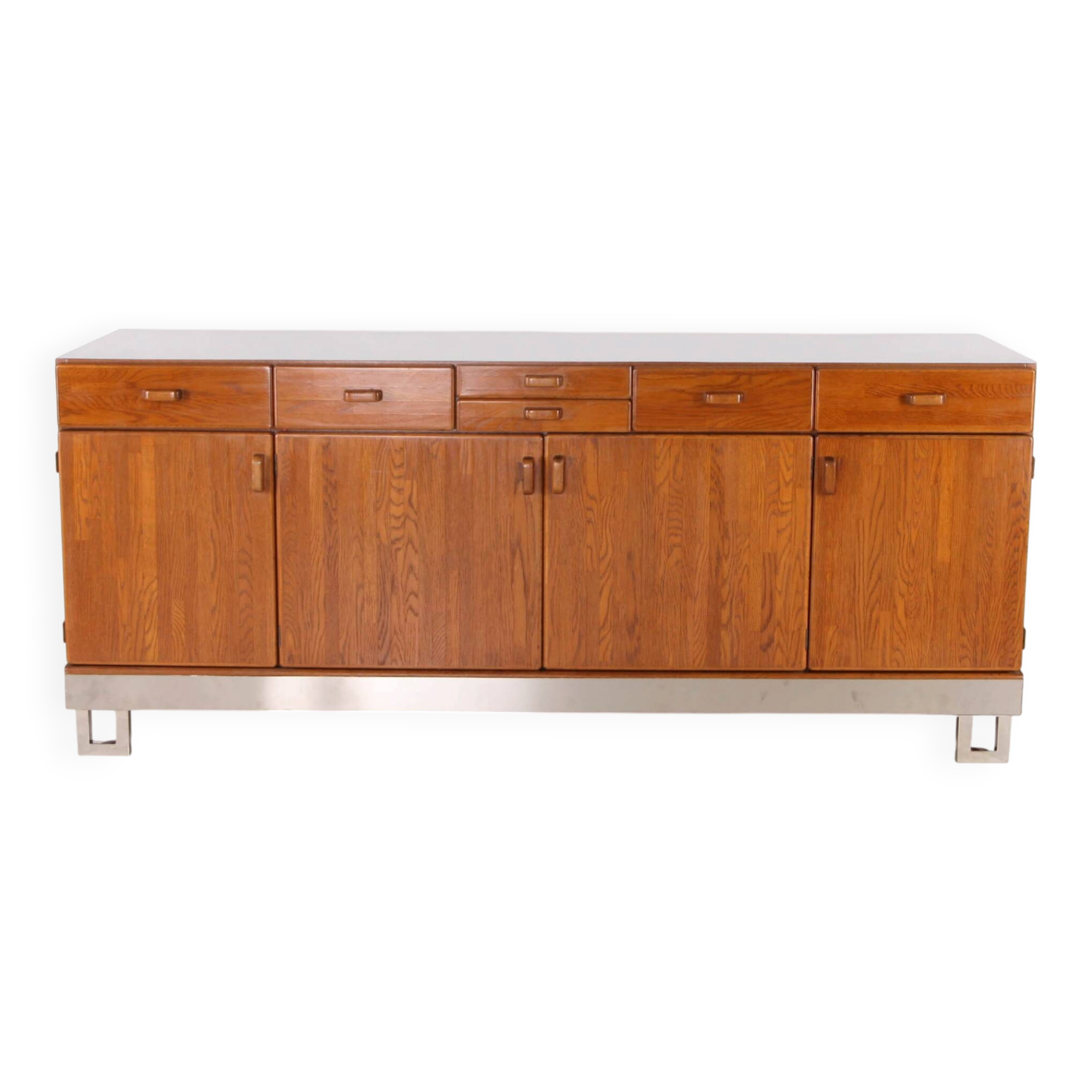 Oak and brushed metal sideboard
