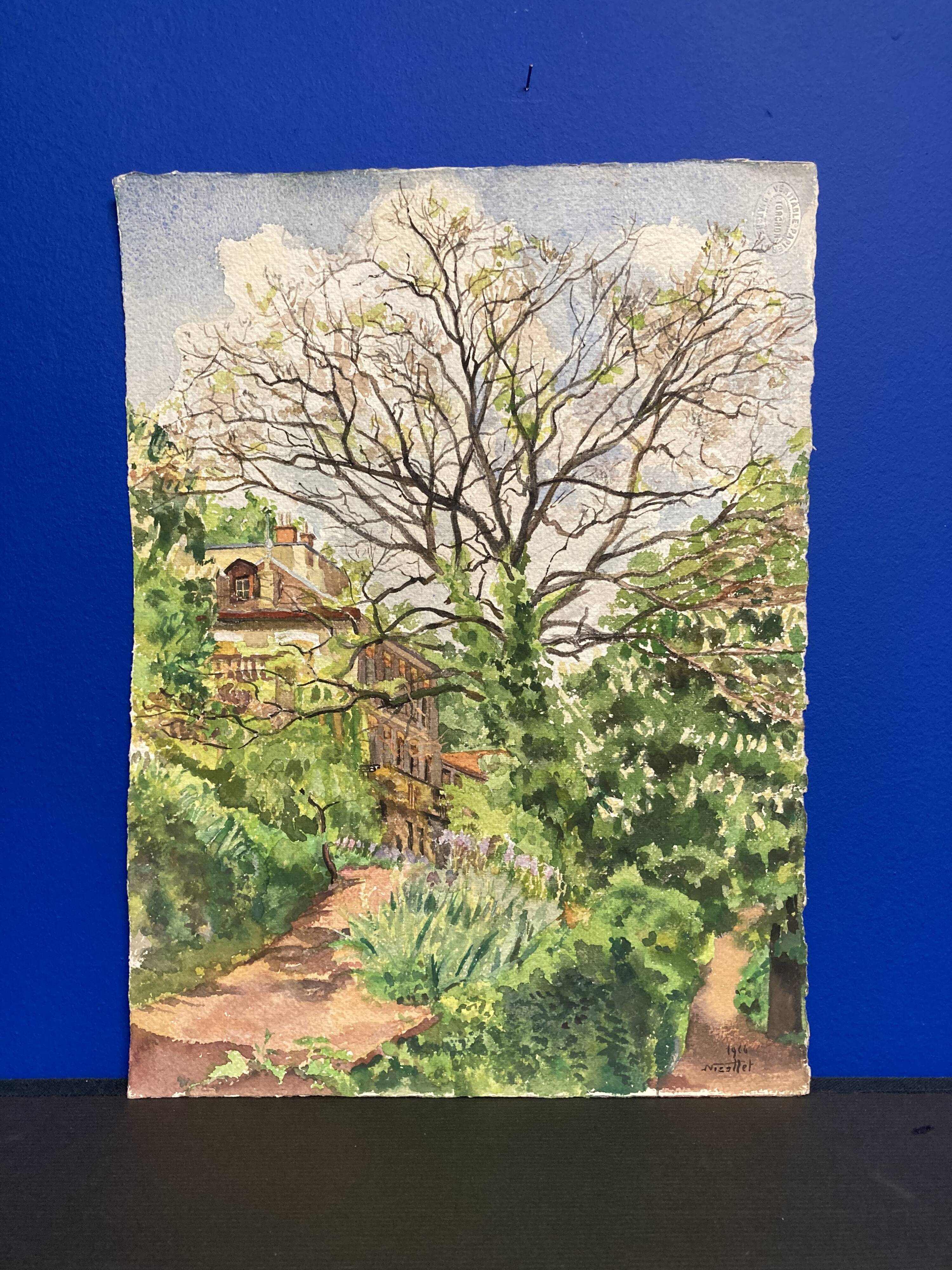 Aquarelle Maison aux Iris