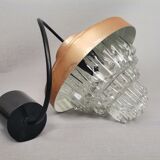 MidCentury Modern clear glass and copper colored aluminium hanging lamp, 1960s