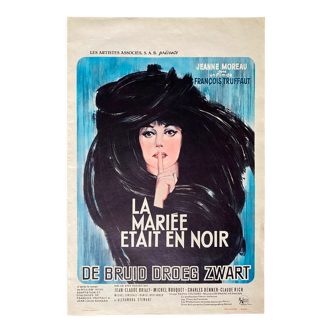 Affiche cinéma originale "La mariée était en noir" François Truffaut, Jeanne Moreau 1968