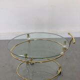 Italian Brass & Glass Bar Serving Cart Trolley, 1970s