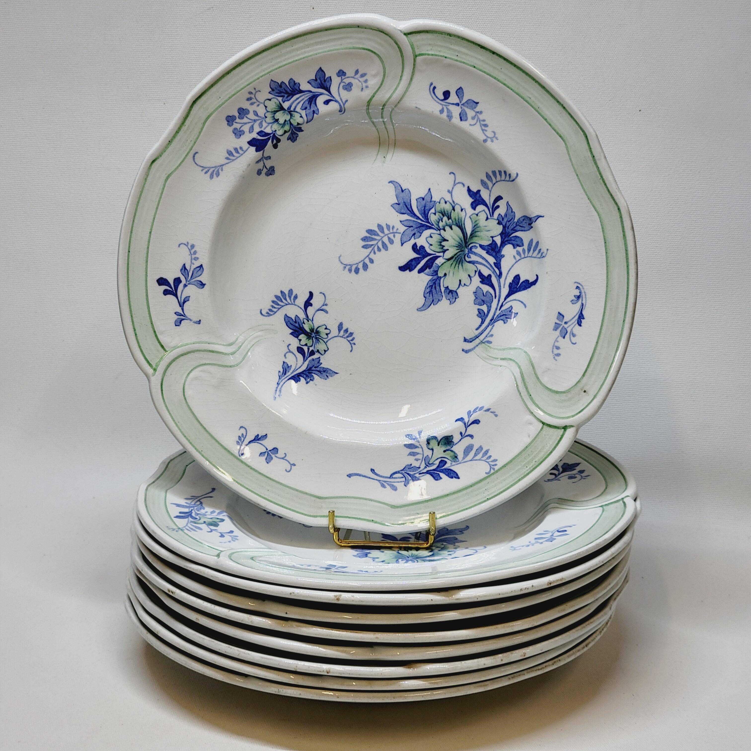 9 Antique KG Lunéville Plates, Regence Model