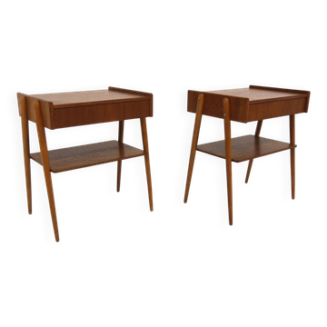 Set of 2 teak bedside tables, Carlström, Sweden, 1960.