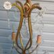Old 4-light cage chandelier with crystal pendants