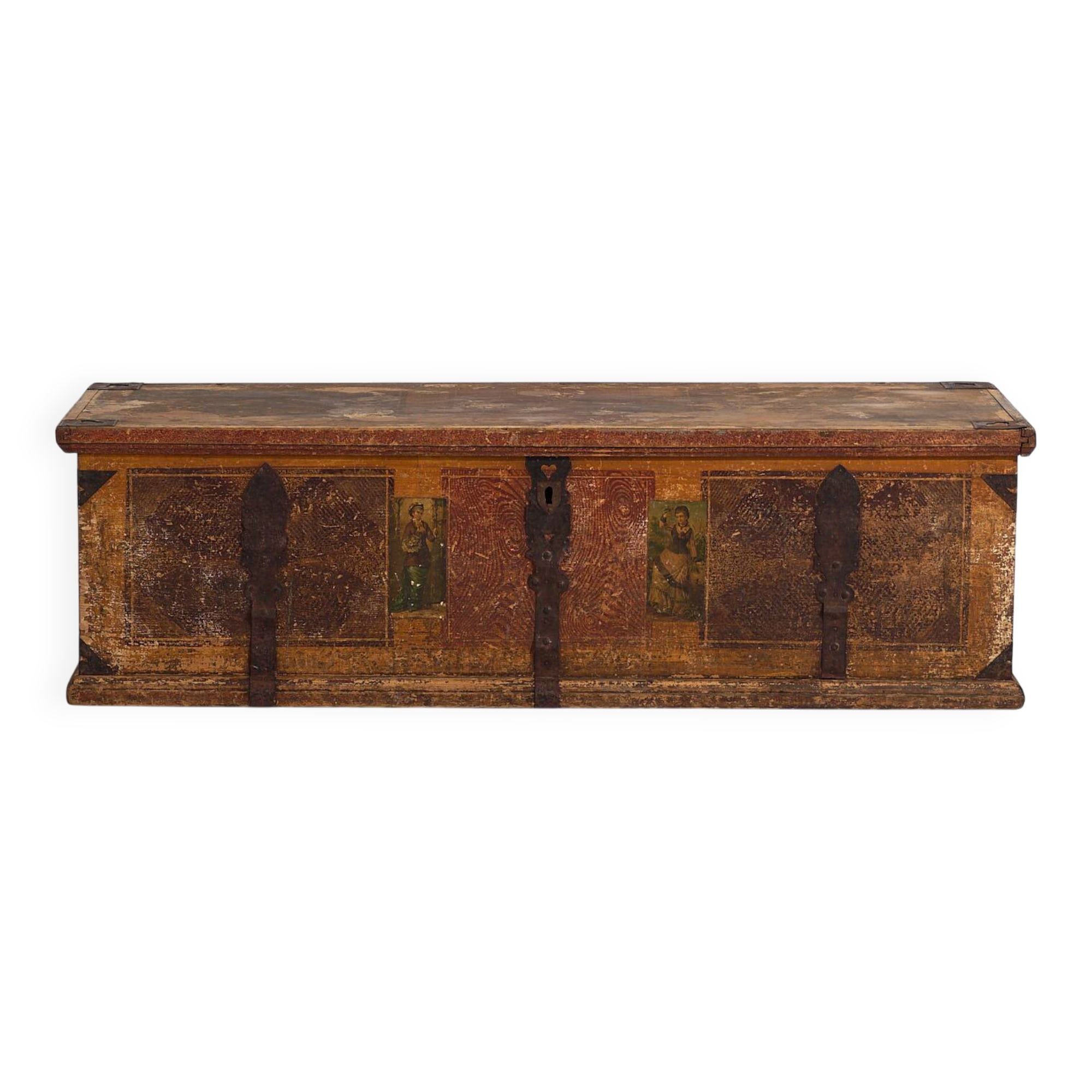 Antique folk art wedding chest (circa 1820)