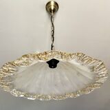 Suspension Murano frosted glass with orange splashes