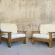 Paire de fauteuils vintage en orme massif