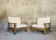 Paire de fauteuils vintage en orme massif