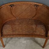 Louis XVI style walnut basket bench – 2nd part of the 19th century