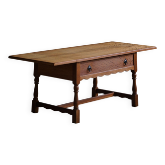 Danish folding table from the mid-century with a drawer in oak, Henning Kjærnulf, 1960s.
