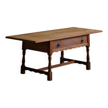 Danish folding table from the mid-century with a drawer in oak, Henning Kjærnulf, 1960s.