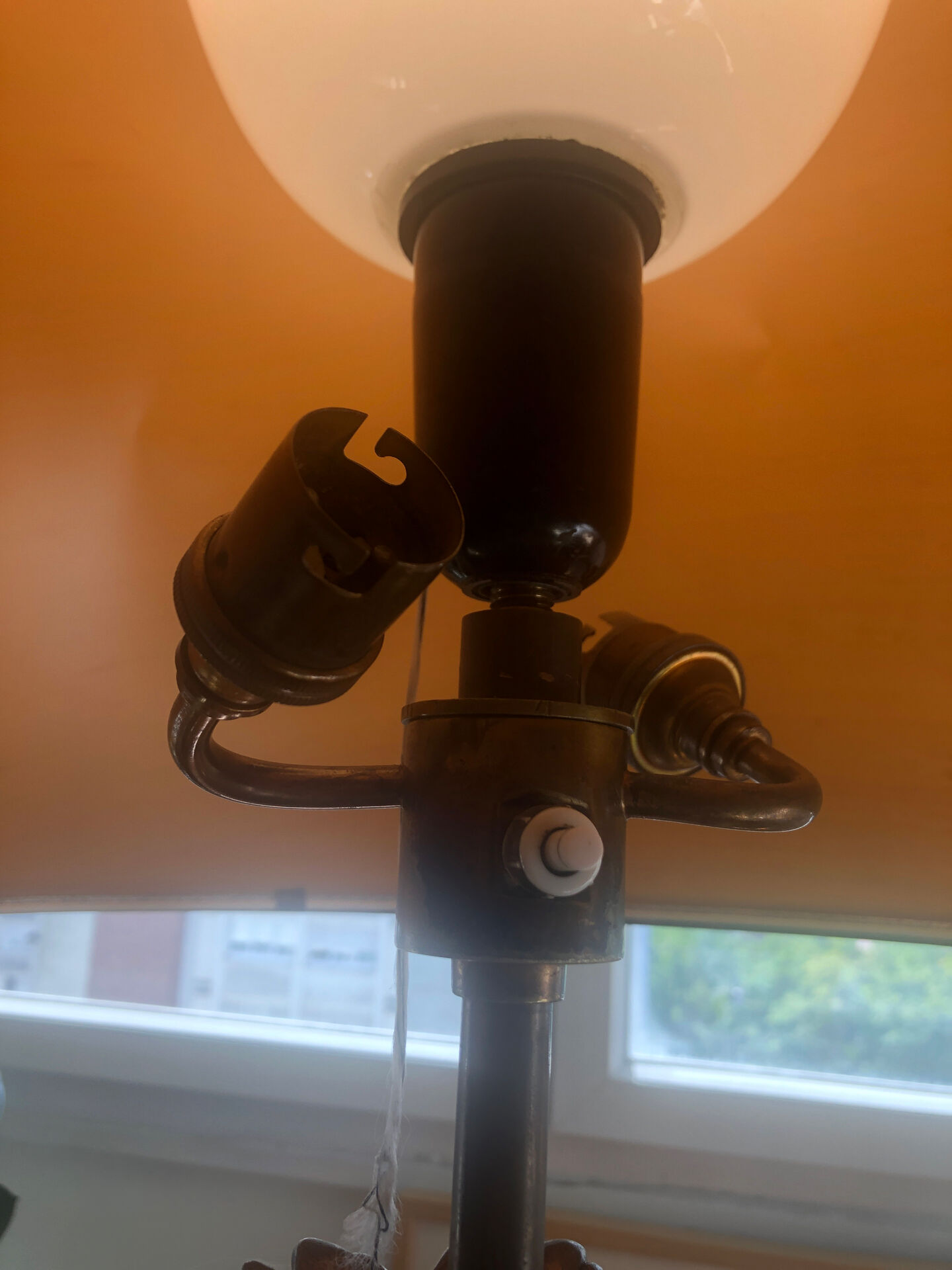 Lampe en bronze décor palmier Maison Bagués années 1970 en TBE
