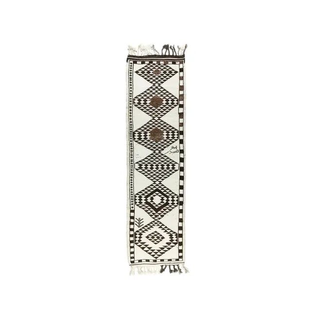 Vintage Turkish Hand-Knotted Neutral Beige Runner 91x330