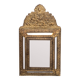 Antique Dutch Brass Ornate Repousse hanging Mirror Hall Cabinet