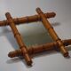 Miroir ancien bambou barbier vintage 35.5 x 42 cm