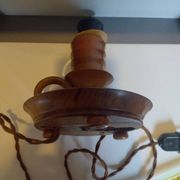 Vintage Scandinavian turned wooden candlestick lamp base