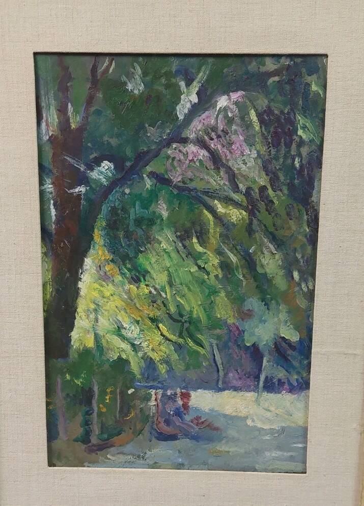 Oil painting on panel early 1900 landscape impressionist frame