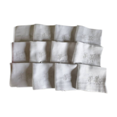 Serviettes de table très grande en coton ancien brodé X12 French old embrodery 82cm X 71cm