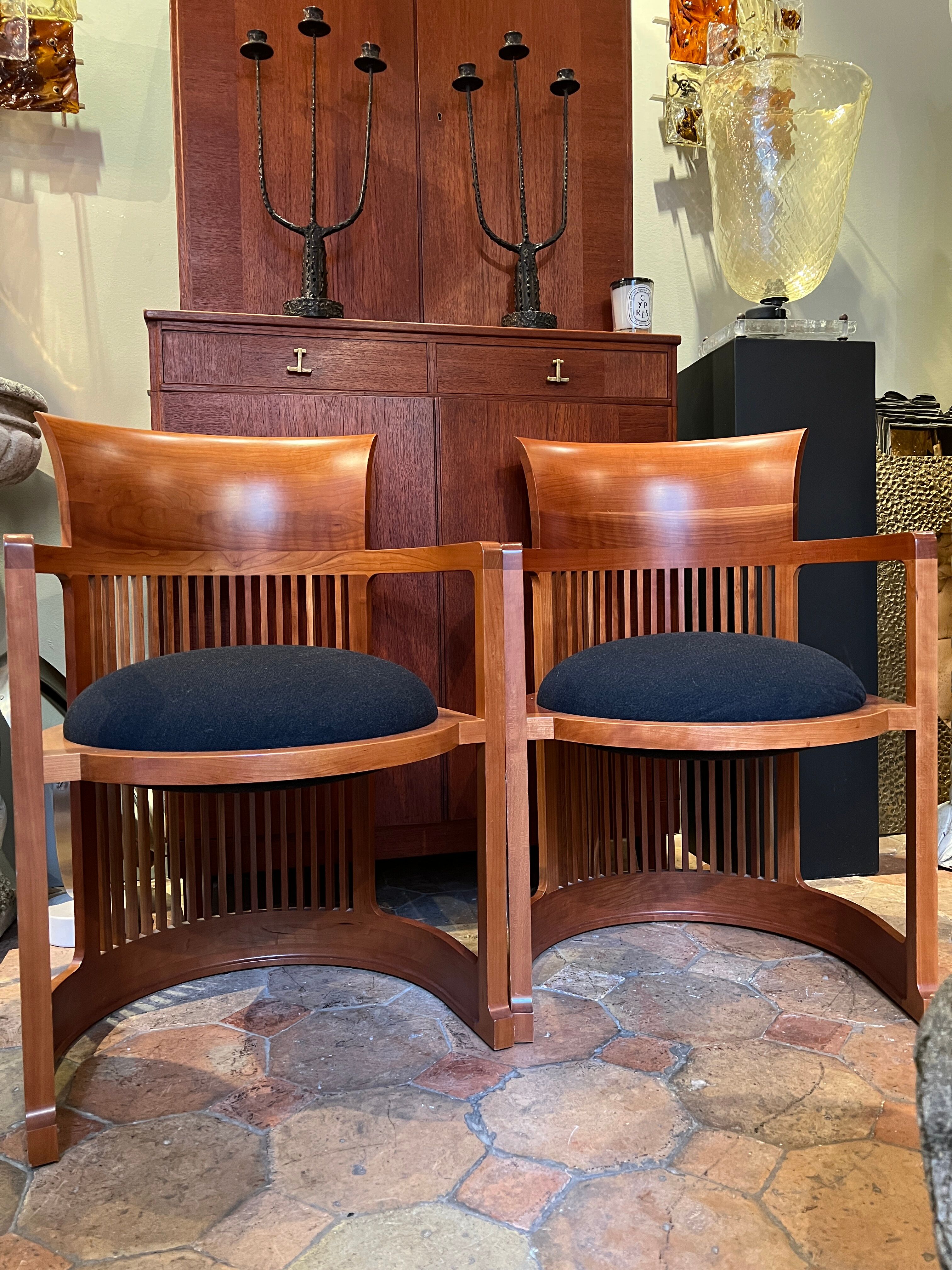 Pair of armchairs by Frank Lloyd Wright, Cassina edition
