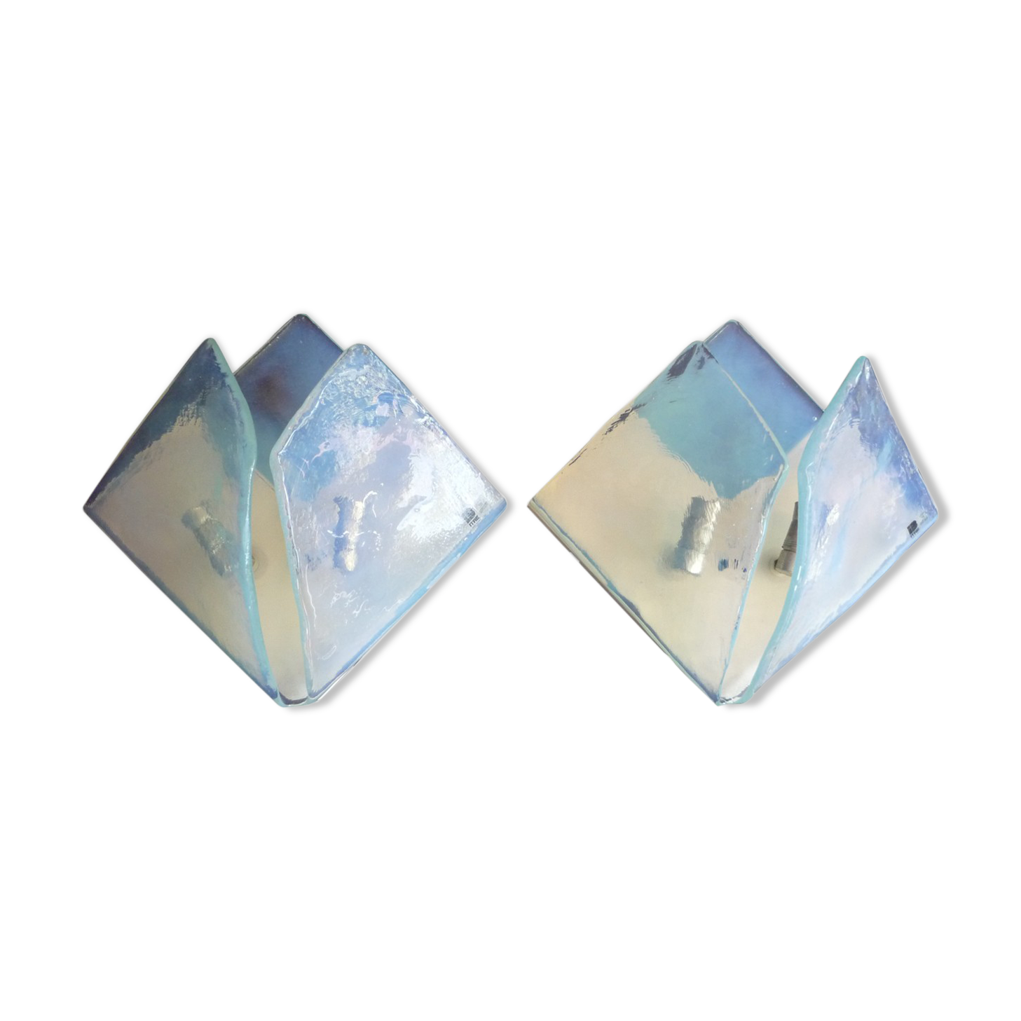 Pair of opalescent glass sconces by Carlo Nason