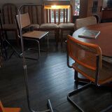 Minimalist chrome reading light / light fixture from 1970 by Christian Liaigre - Vintage height-adjustable floor lamp