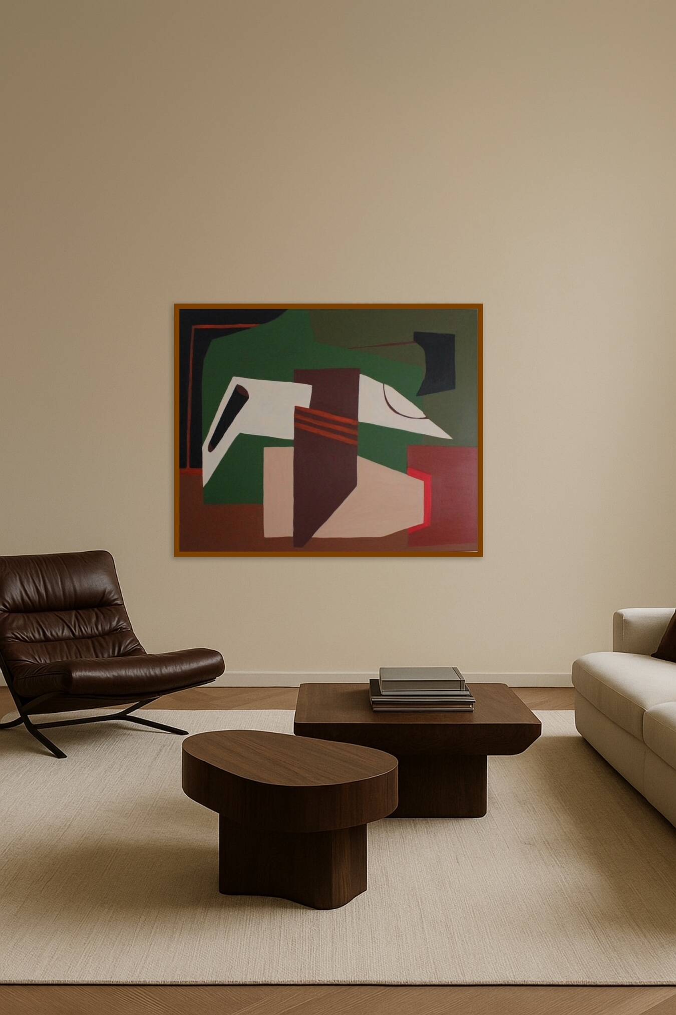 Abstract on geometric canvas 100x81cm by Bodasca