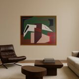 Abstract on geometric canvas 100x81cm by Bodasca