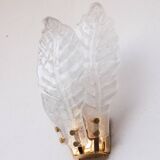 Set of 2 Florence, elegant Murano wall light transparent leaves, 1970