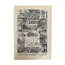 Lithographie gravure sur la soie de 1922