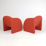 Set de 2 fauteuils Artifort Ben en tissu rouge brique Ploeg