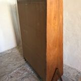 1960's vintage bookcase blond walnut and compass feet