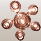 Large Gothic brass chandelier with 6 lights, 1940s.