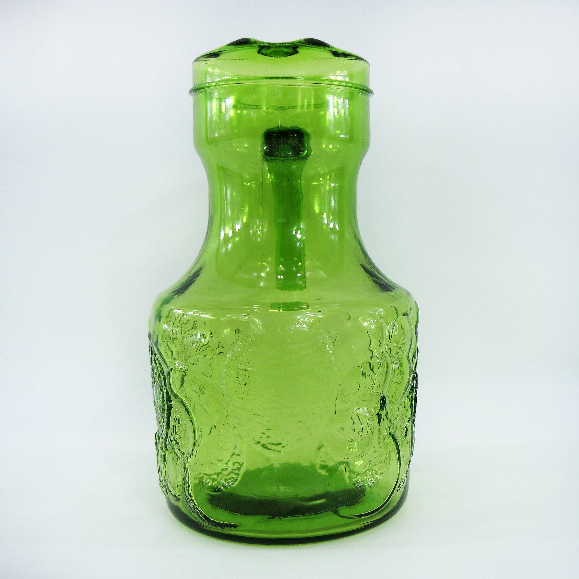 Green molded glass pitcher - Bormioli Fidenza made in Italy - vintage 60's