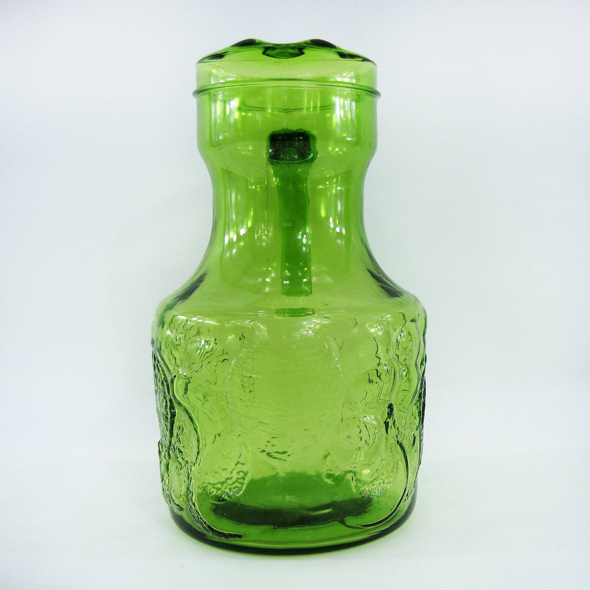 Green molded glass pitcher - Bormioli Fidenza made in Italy - vintage 60's