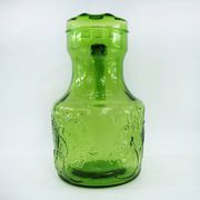 Green molded glass pitcher - Bormioli Fidenza made in Italy - vintage 60's