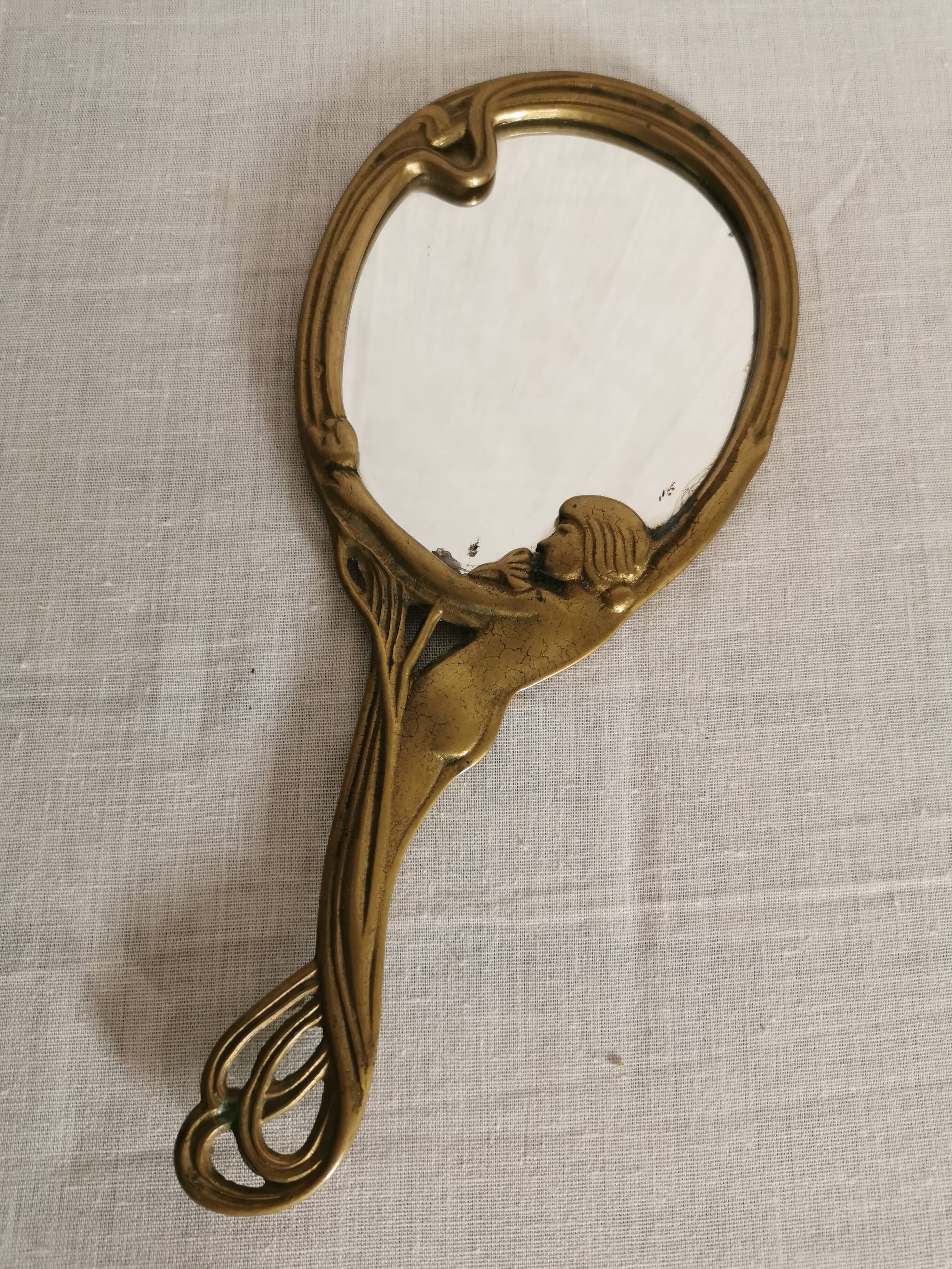 Hand mirror Art Nouveau 1900 circa 11x24cm