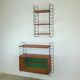 Bibliothèque murale suspendue étagères scandinave vintage teck 1960