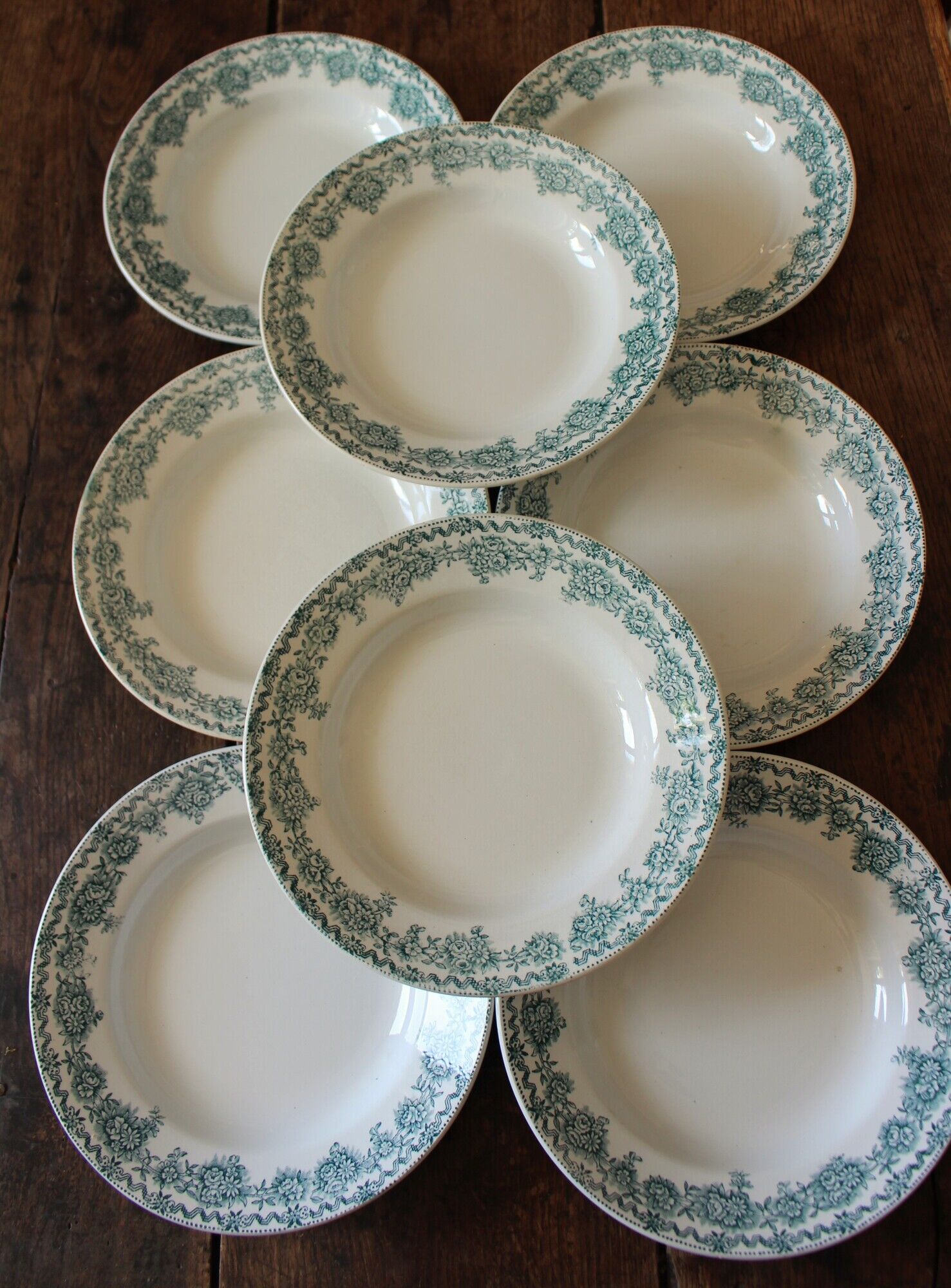 Lot 8 hollow plates Terre de Fert vert Fleurs Argenton Saint Amand