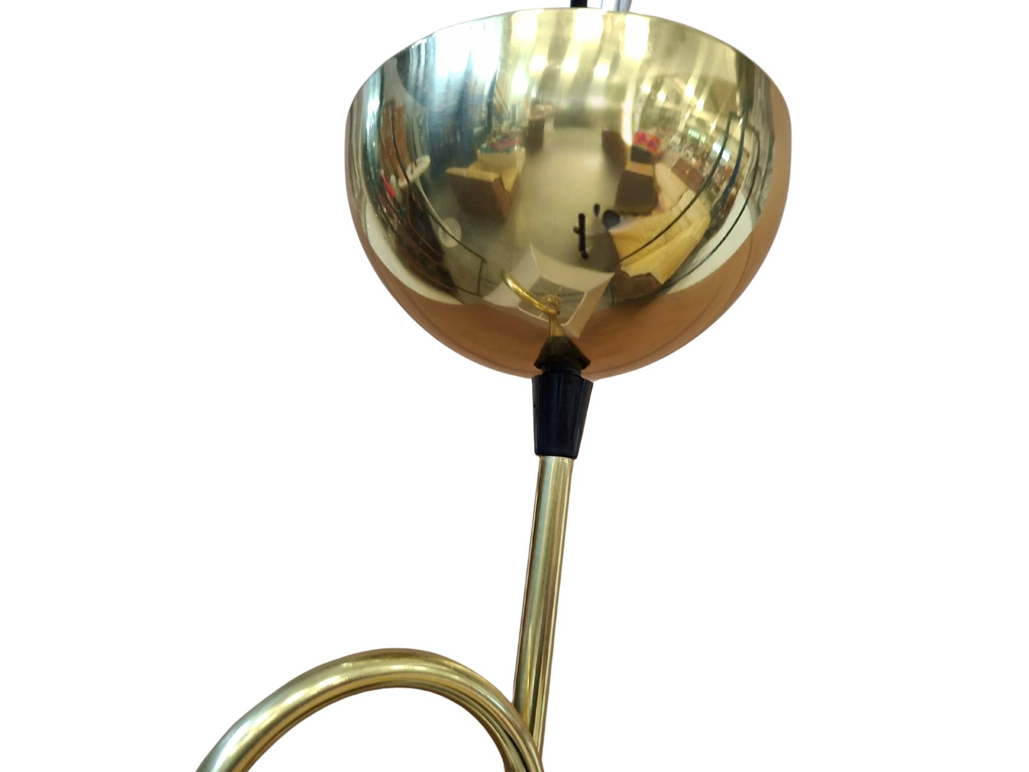 Lampadario Vintage anni '70 in Ottone e Stoffa