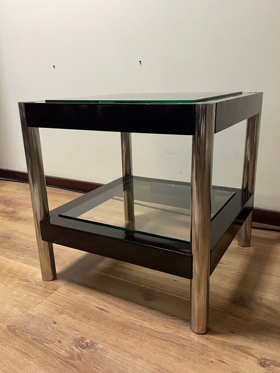 Modern coffee table with glass shelves, 1970s